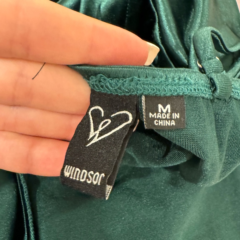 forest green satin midi dress windsor - Picture 4 of 4